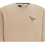 BOSS Printed Logo Salbiq Beige Sweatshirt