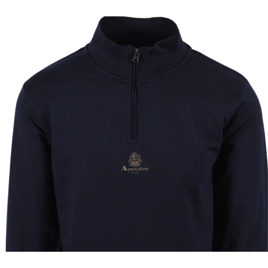 Aquascutum Active Small Logo Half Zip Navy Sweatshirt