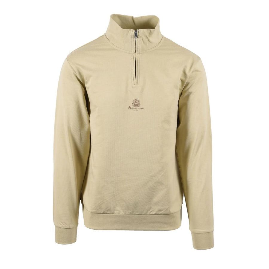 Aquascutum Active Small Logo Half Zip Beige Sweatshirt