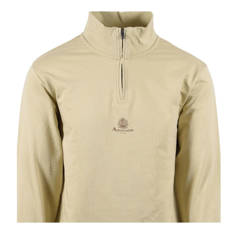 Aquascutum Active Small Logo Half Zip Beige Sweatshirt