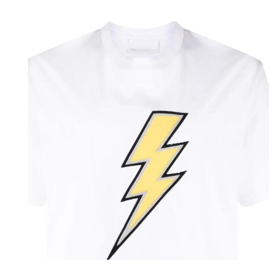 Neil Barrett Embroidered Thunderbolt White T-Shirt