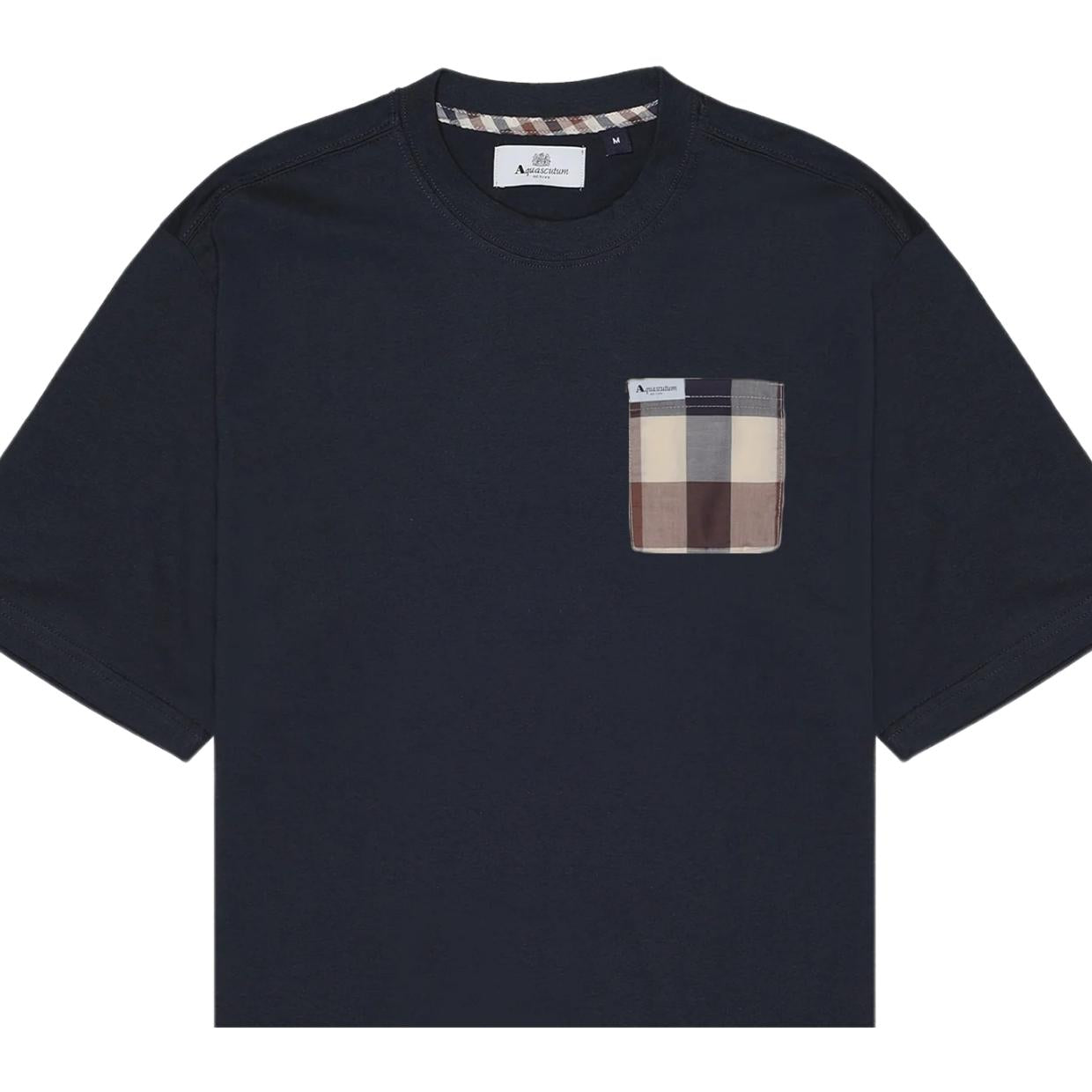 Aquascutum Active Macro Club Check Pocket Navy T-Shirt