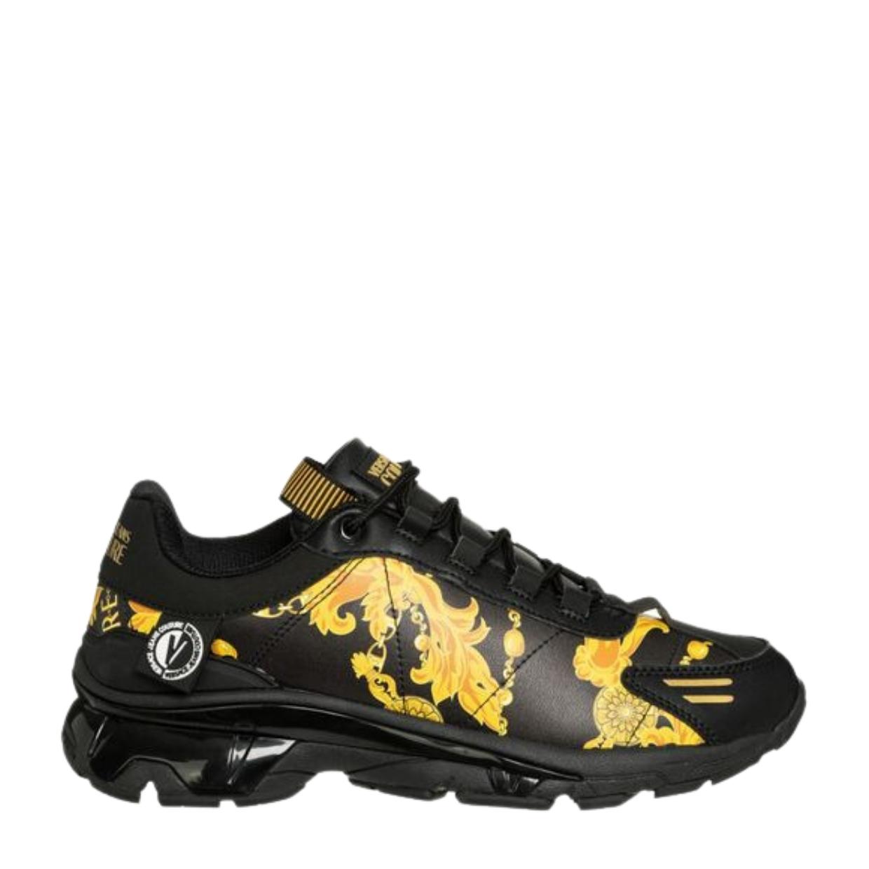 Versace black and gold hot sale trainers