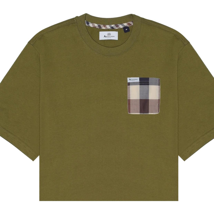 Aquascutum Active Macro Club Check Pocket Green T-Shirt