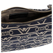 Emporio Armani Jacquard All-Over Monogram Navy Chain Shoulder Bag