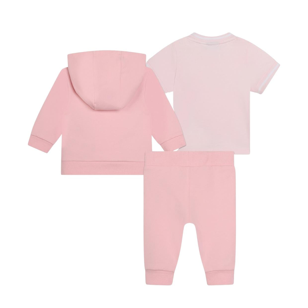 BOSS Baby Logo Print Pink Three-Piece Tracksuit Set
