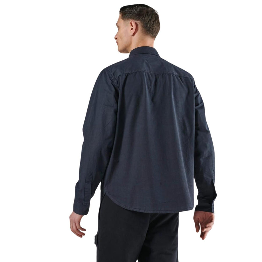 MA.STRUM Ink Navy Logo Badge Overshirt