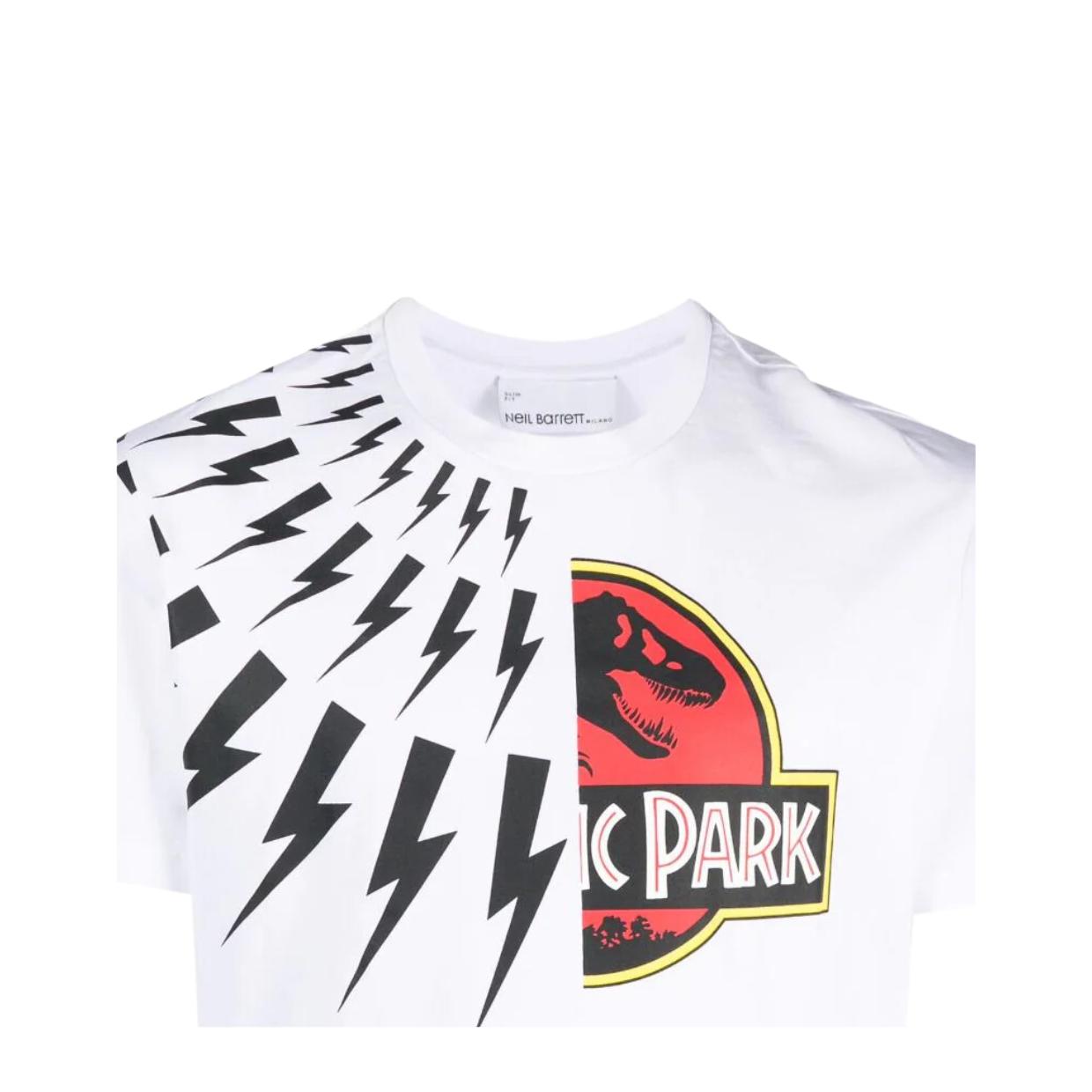 Neil Barrett Jurassic Park Thunderbolt White T-Shirt
