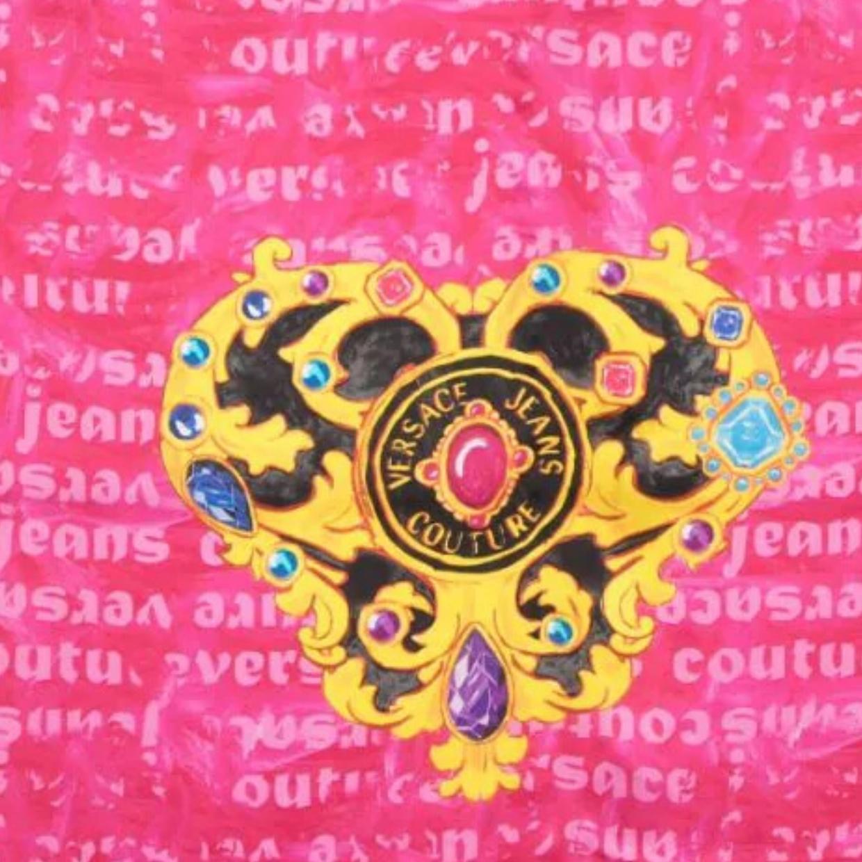 Versace Jeans Couture Jewel Heart Couture Silk Foulard