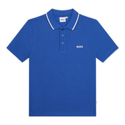 BOSS Kids Print Logo Short Sleeve Royal Blue Polo Shirt