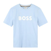 BOSS Kids Print Logo Pale Blue T-Shirt