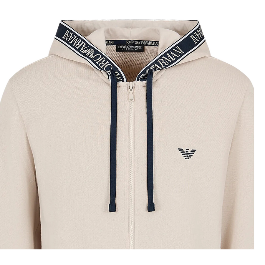 Emporio Armani Bodywear Logo Tape Beige Hoodie