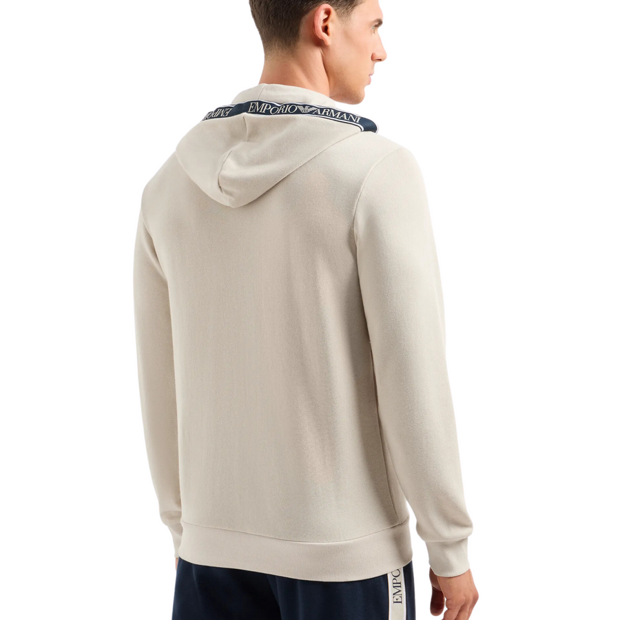 Emporio Armani Bodywear Logo Tape Beige Hoodie