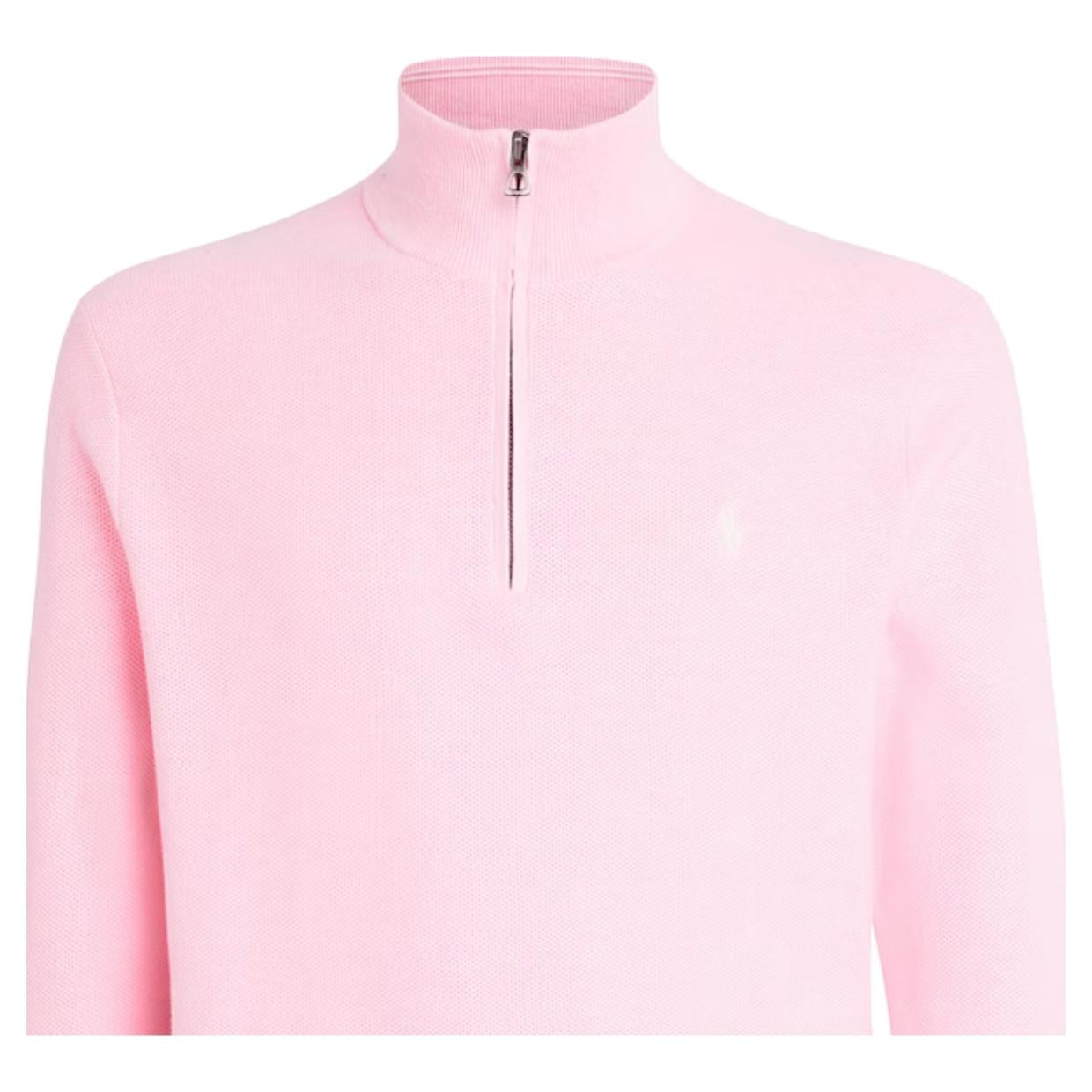Polo Ralph Lauren Mesh-Knit Half Zip Pink Sweater