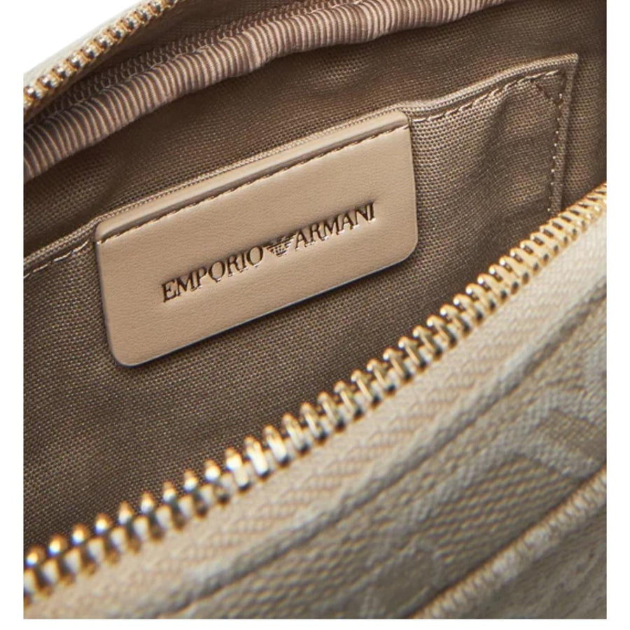 Emporio Armani Jacquard All-Over Monogram Beige Camera Bag
