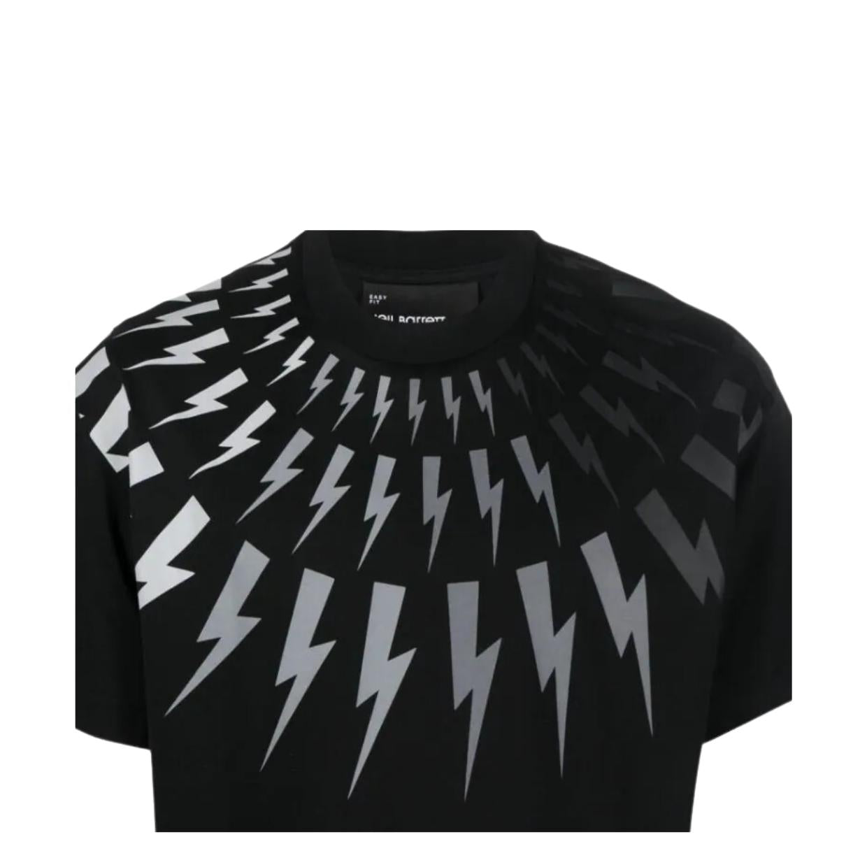 Neil Barrett Fair-Isle Thunderbolt Degrade Black T-Shirt