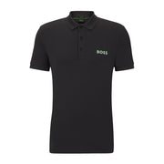 BOSS Mesh Logo Paule Slim Fit Dark Grey Polo Shirt