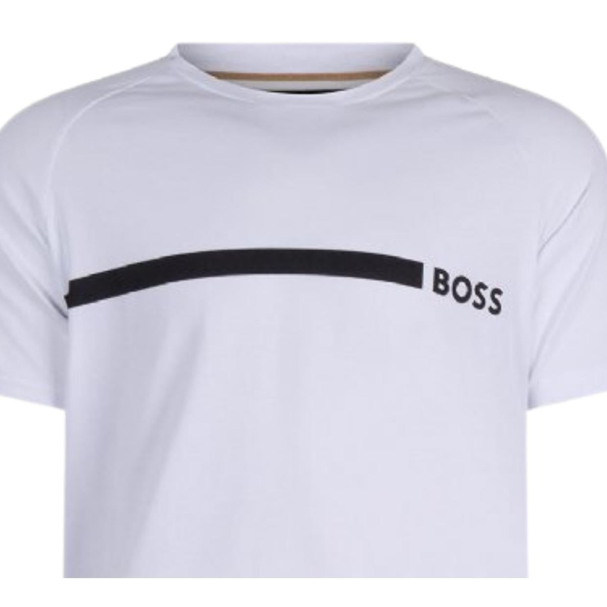 BOSS Slim Fit Contrast Logo White T-Shirt