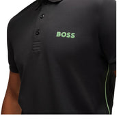 BOSS Mesh Logo Paule Slim Fit Dark Grey Polo Shirt