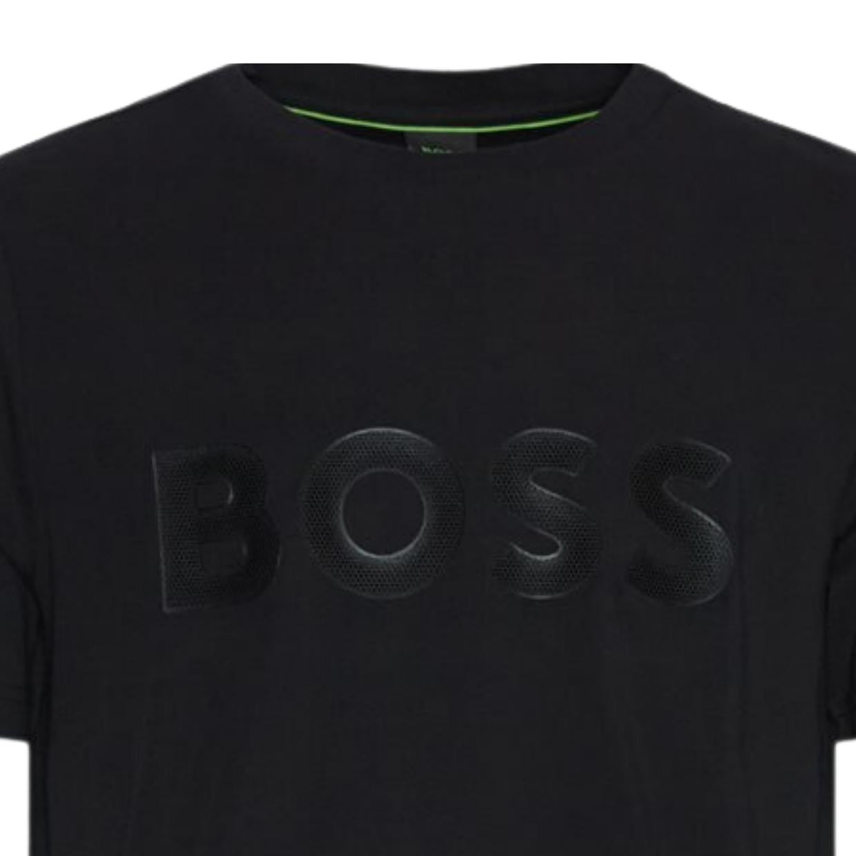 BOSS Regular fit Mesh Effect Logo Black T-Shirt