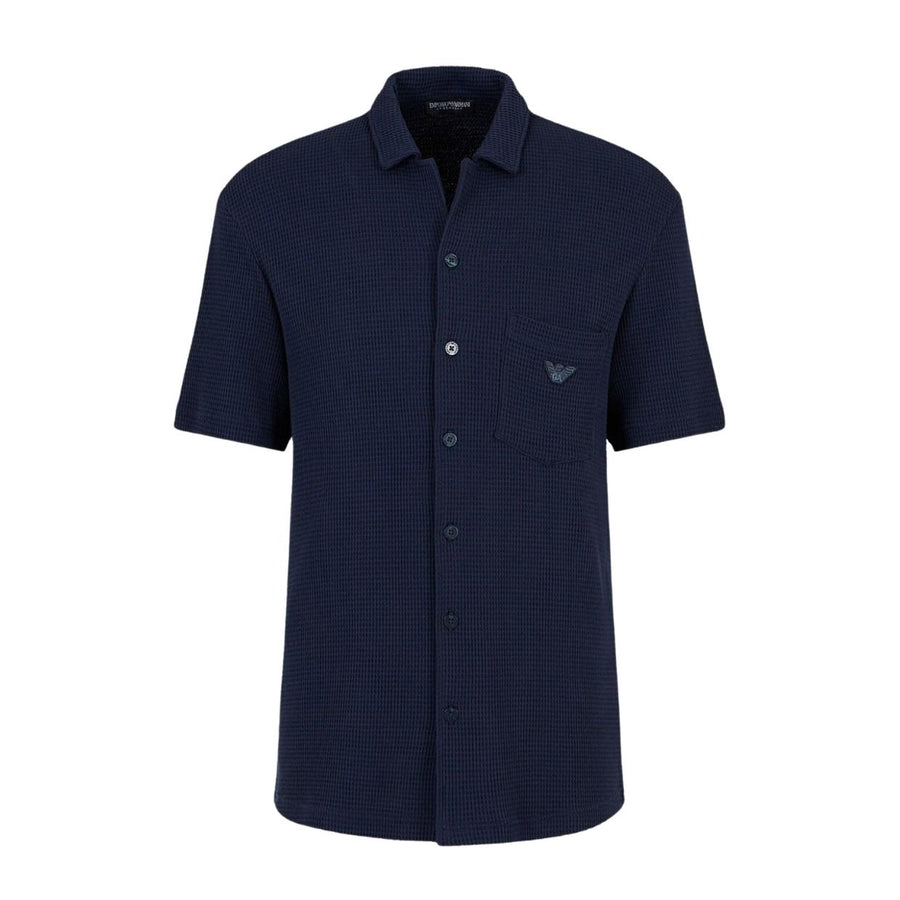 Emporio Armani Bodywear Navy Waffle-Jersey Collar Shirt