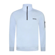 BOSS 3D Molded Logo Half Zip Blue Sweatshirt