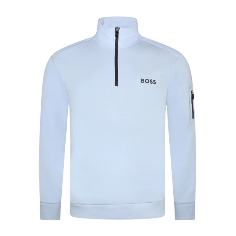 BOSS 3D Molded Logo Half Zip Blue Sweatshirt