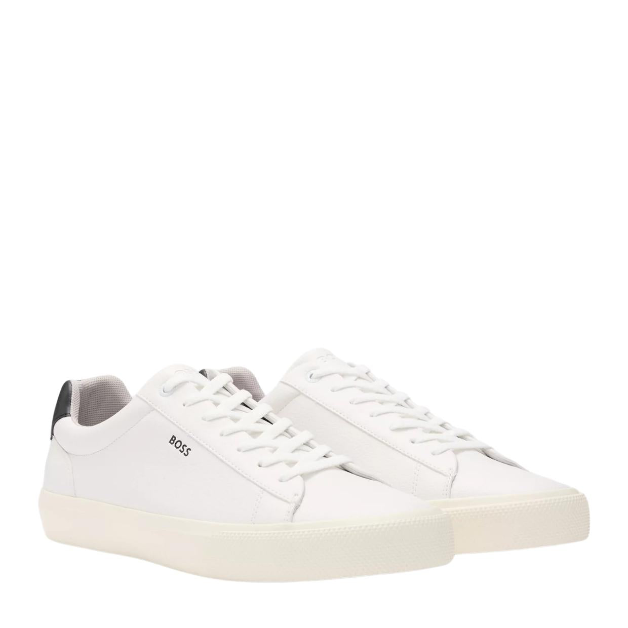 BOSS Aiden Faux Leather White Trainers