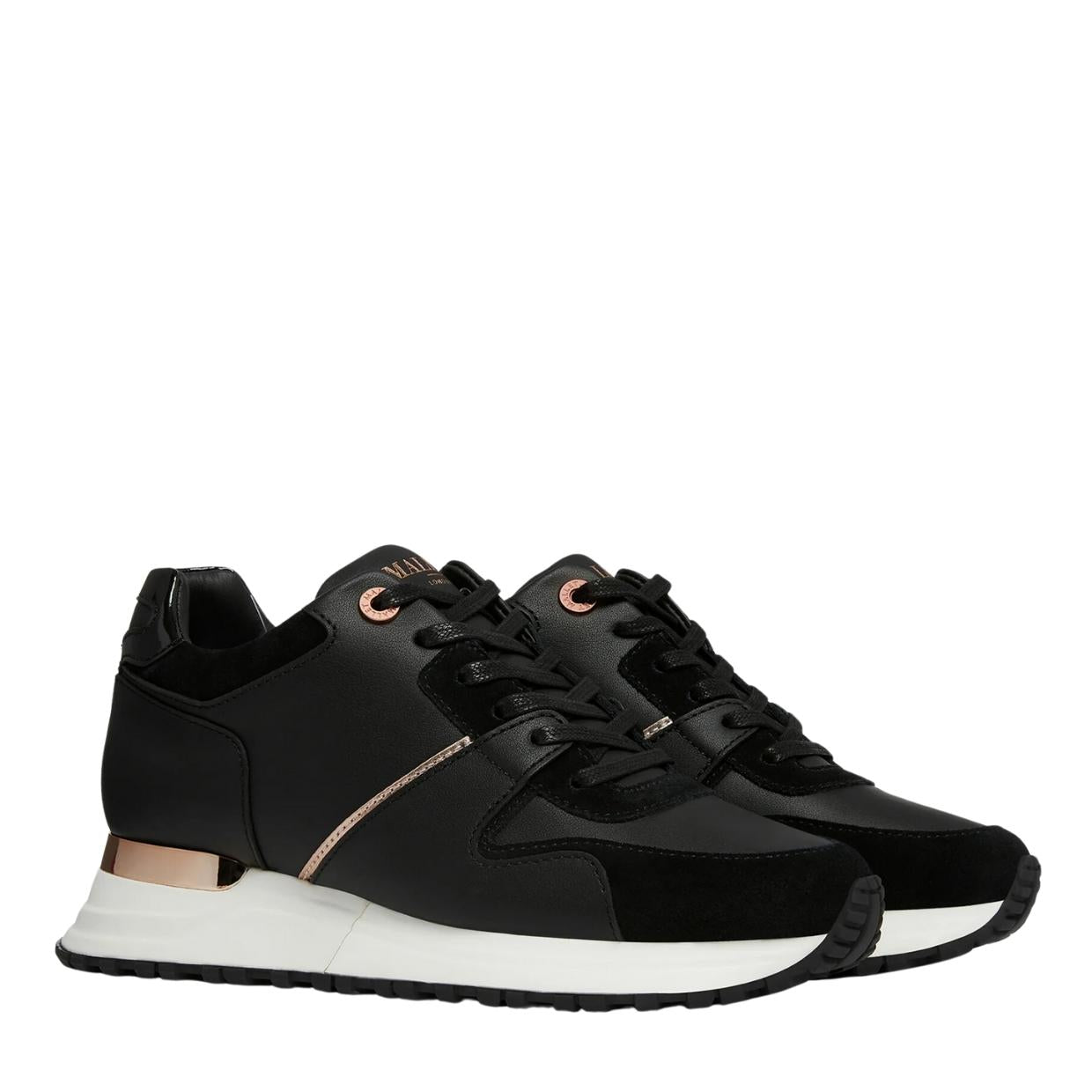 Miss Mallet Almorah Black Rose Gold Trainers Retro Designer Wear