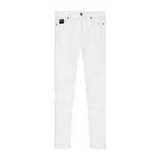 Versace Jeans Couture Gold Tone Hardware Logo White Skinny Fit Denim Jeans