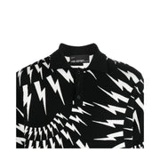 Neil Barrett Crazy Fair-Isle Thunderbolt Black Polo Shirt