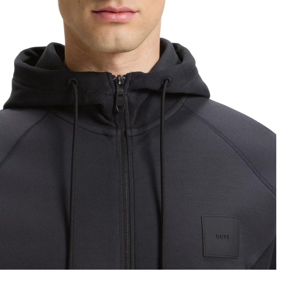 BOSS Saggy Rib Navy Zip-Up Hoodie