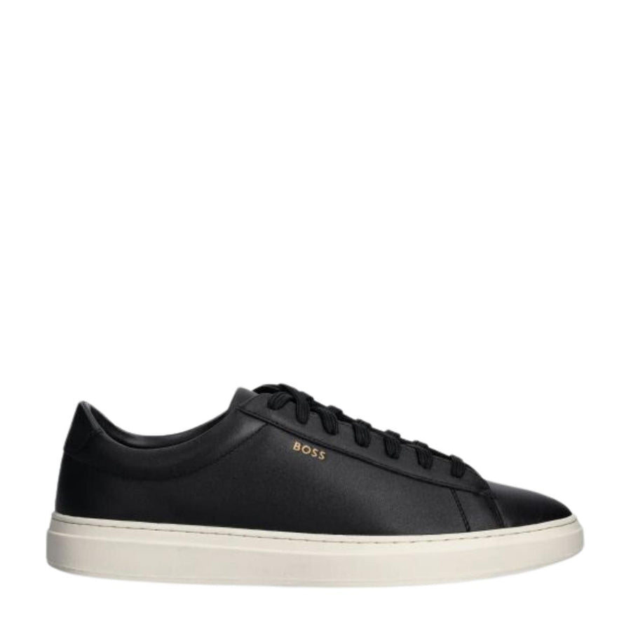 BOSS Logo Kieran Polished Leather Black Trainers