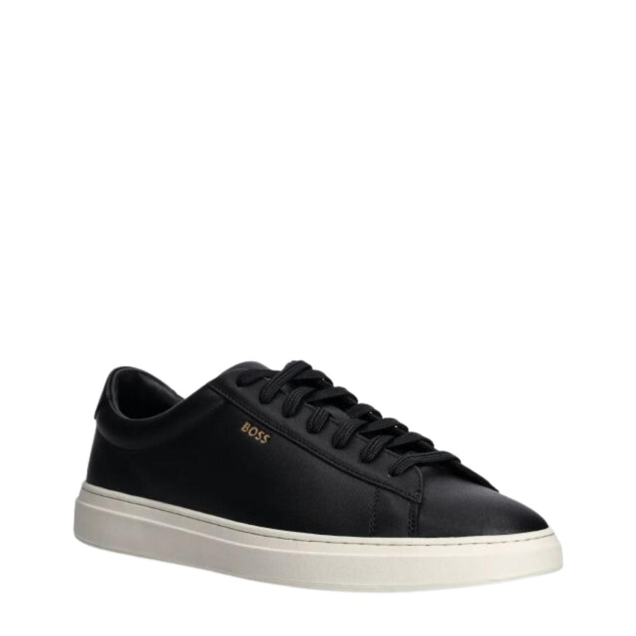 BOSS Logo Kieran Polished Leather Black Trainers