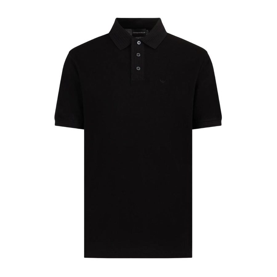 Emporio Armani Collar Trim Regular Fit Black Polo Shirt