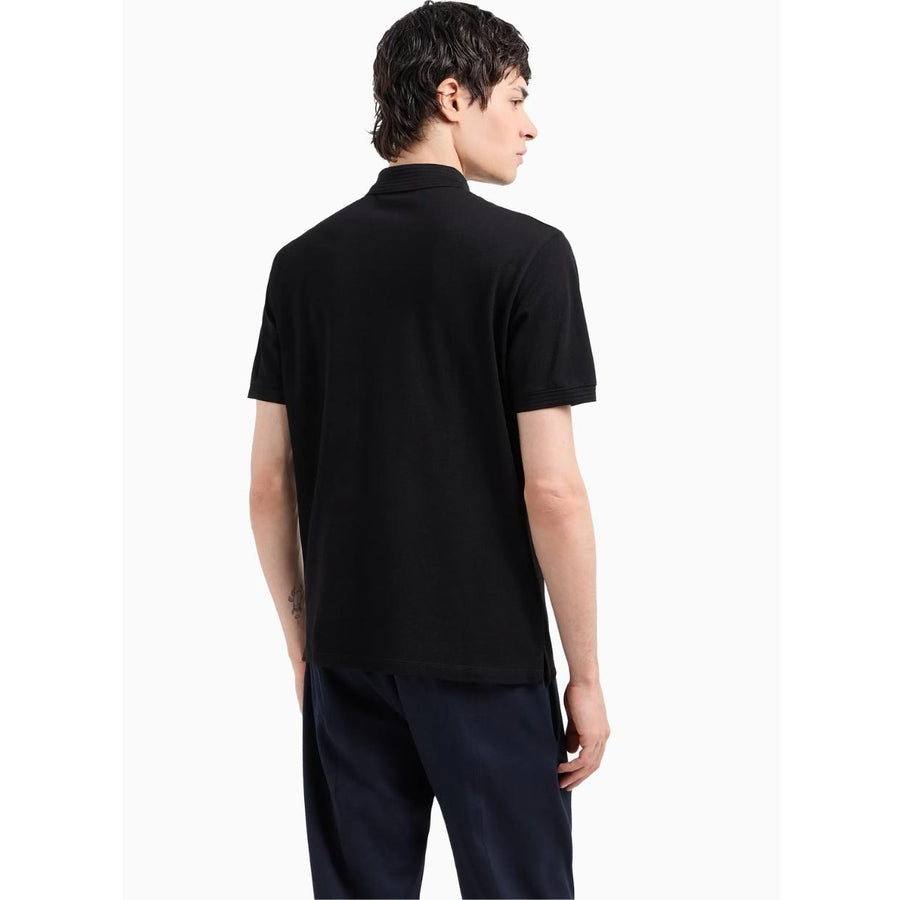 Emporio Armani Collar Trim Regular Fit Black Polo Shirt