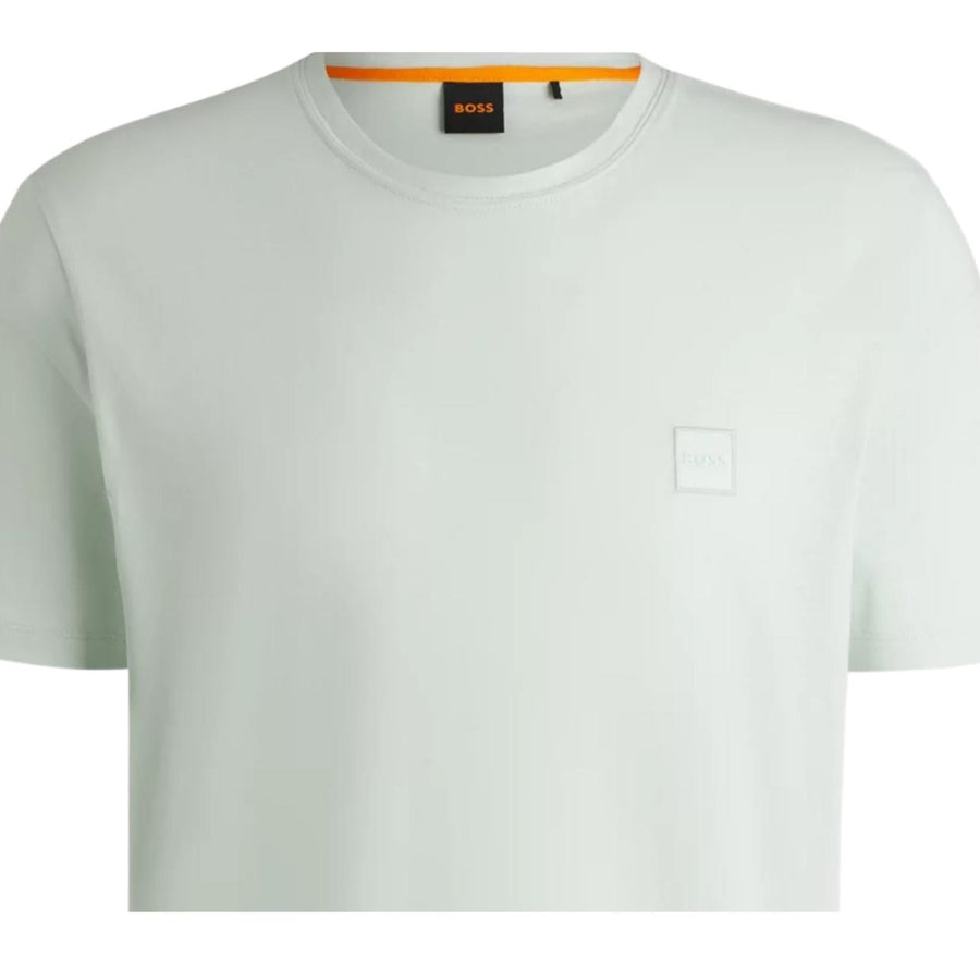 BOSS Tales Cotton Jersey Logo Patch Mint Green T-Shirt
