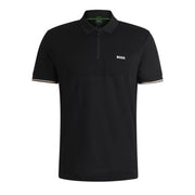 BOSS Philix Pima Structured-Cotton Half Zip Black Polo Shirt