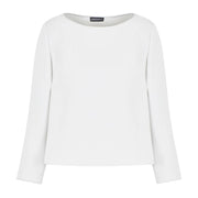 Emporio Armani Grey Ruffle Tech Cady Blouse