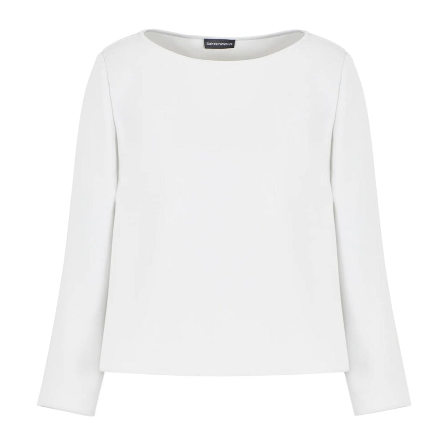 Emporio Armani Grey Ruffle Tech Cady Blouse