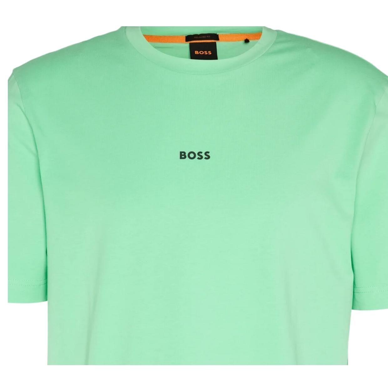 BOSS Logo Print TChup Green T-Shirt