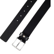 BOSS Signature Stripe Logo Black Leather Belt