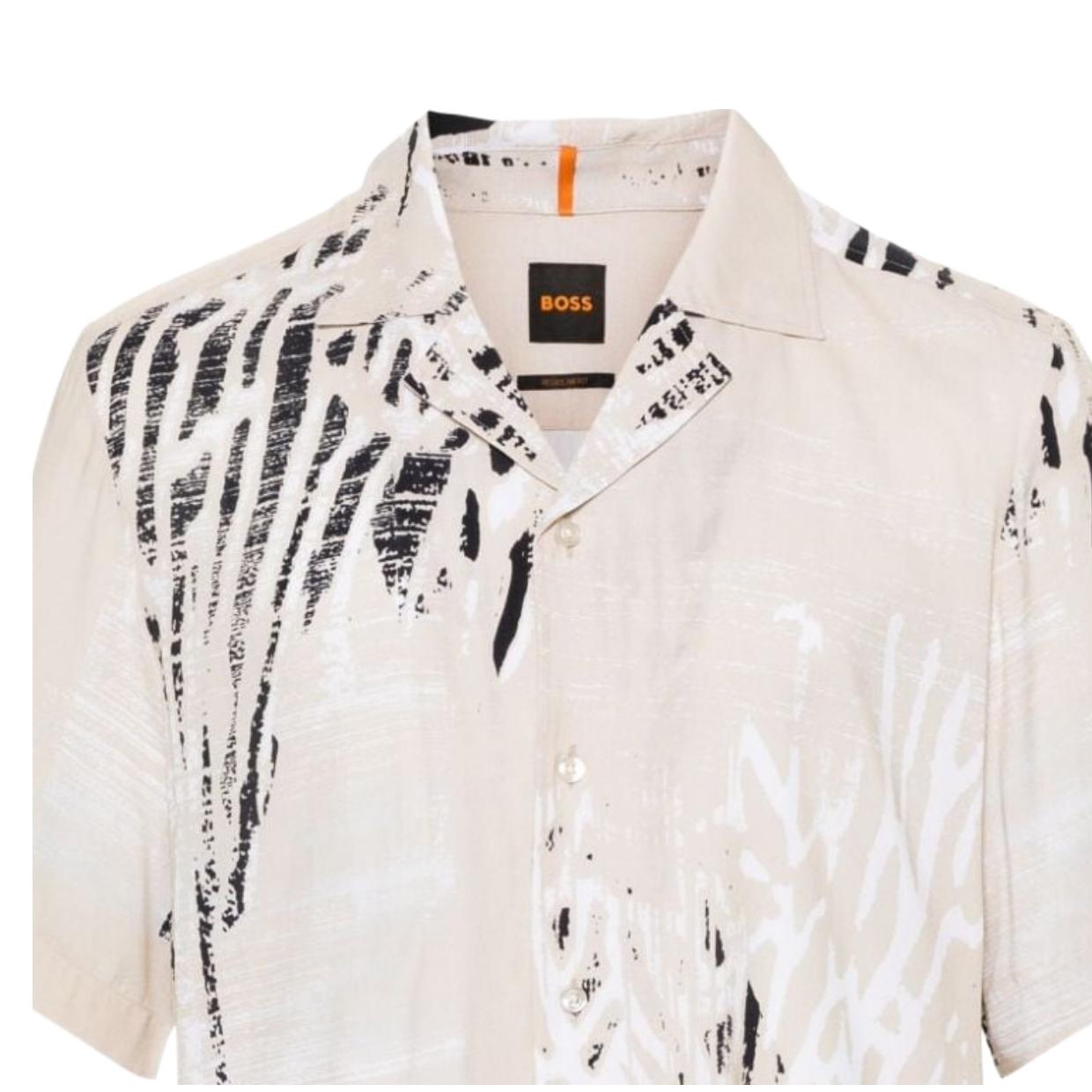 BOSS Rayer Printed Twill Beige Shirt