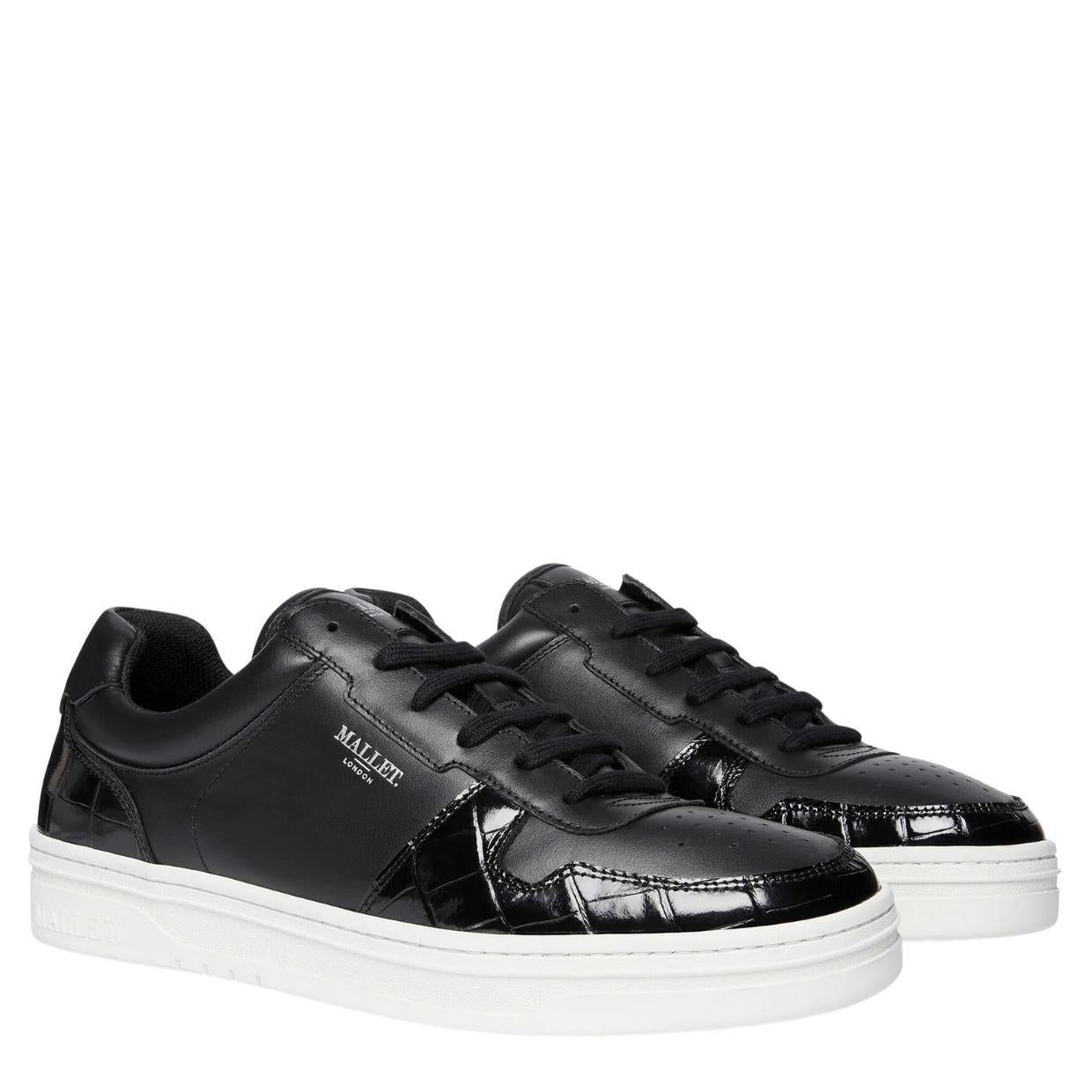 Mallet London Bentham Black Croc Trainers