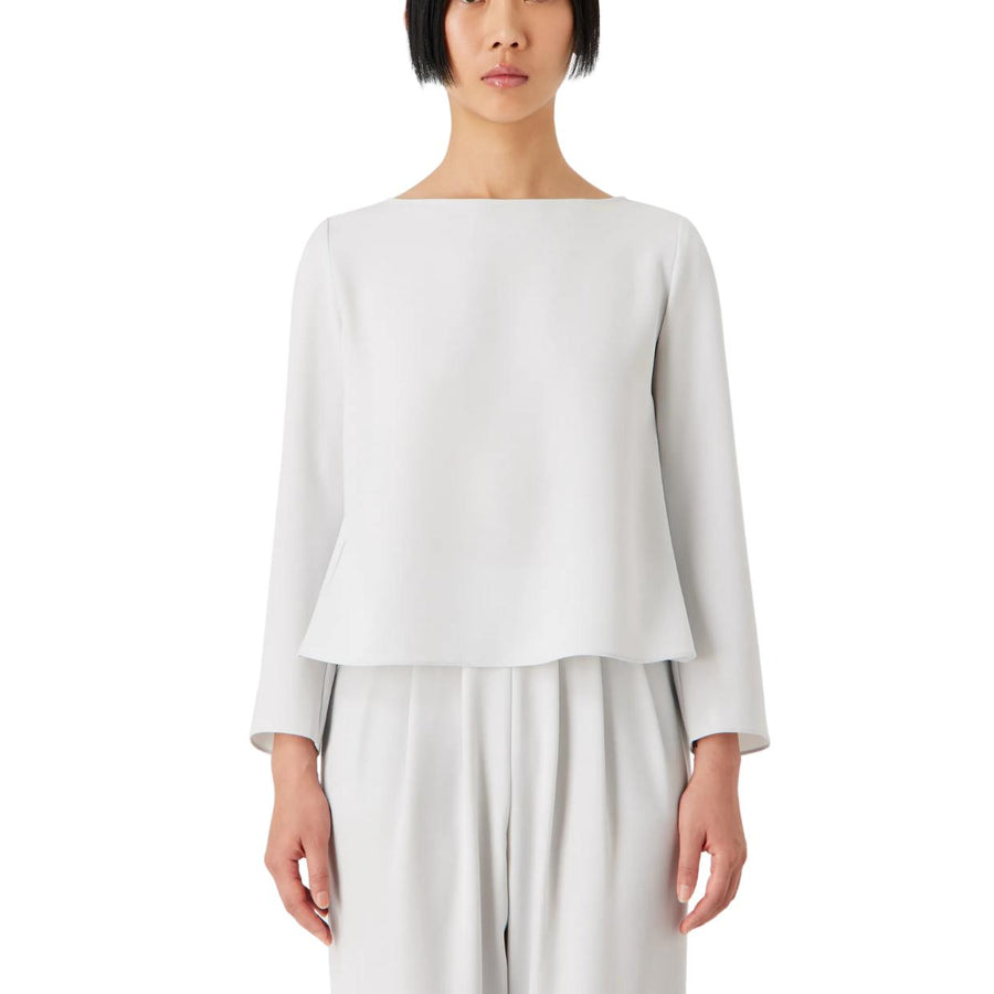 Emporio Armani Grey Ruffle Tech Cady Blouse