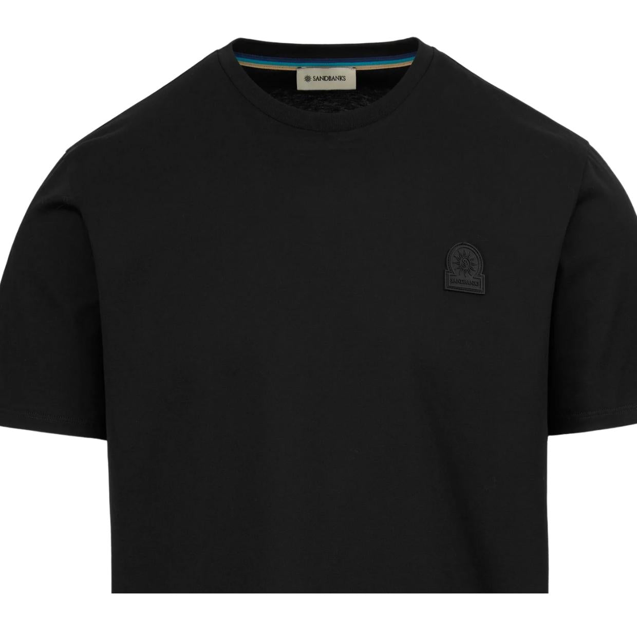 Sandbanks Rubberised Badge Logo Black T-Shirt