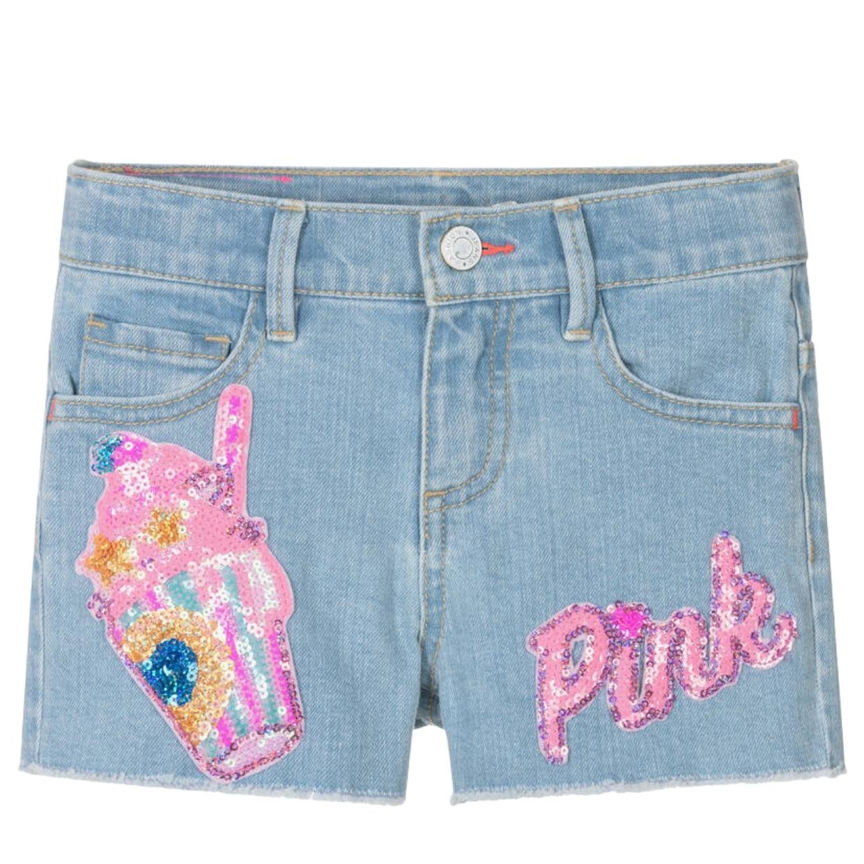 Billieblush Embroidered Sequin Denim Shorts