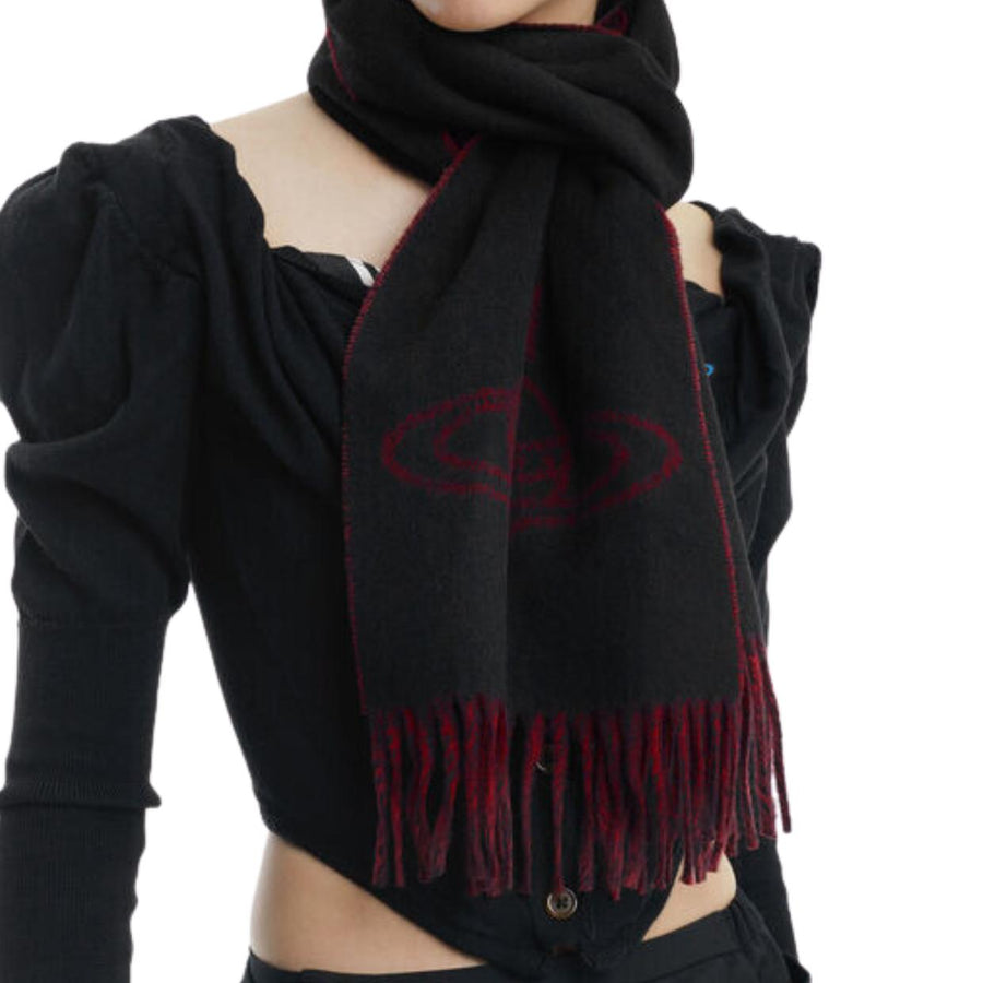 Vivienne Westwood Double Face Single Orb Black/Red Scarf