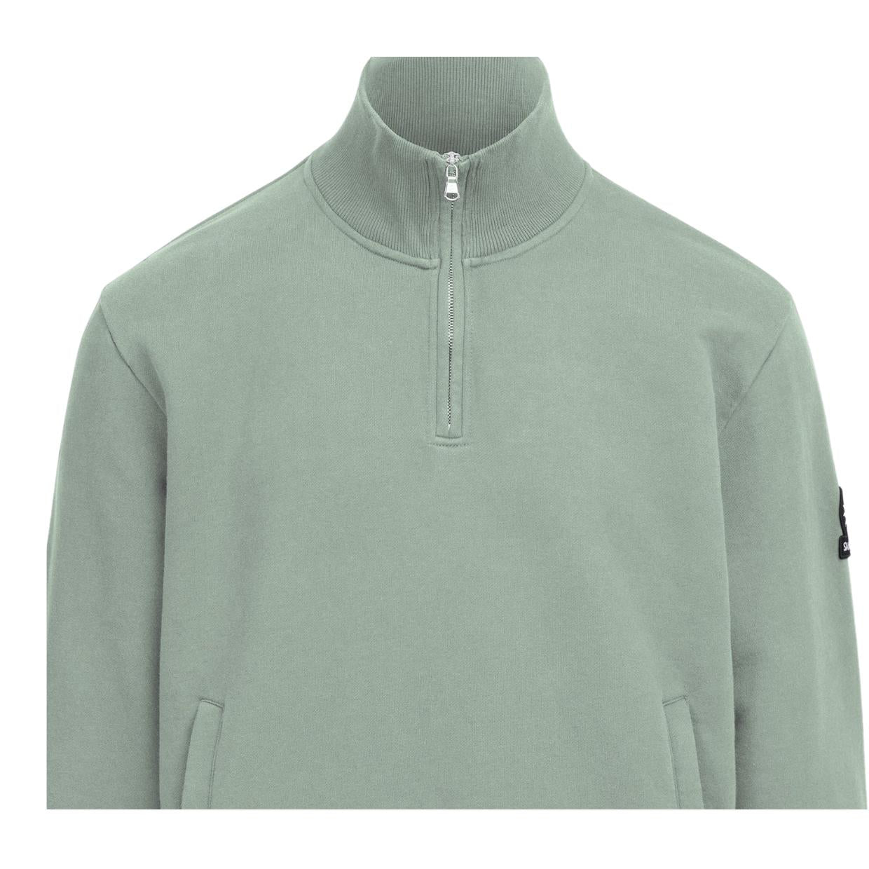 Sandbanks Badge Logo Sage Half Zip Sweatshirt