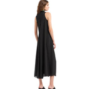 Emporio Armani Guru Collar & Flared Lines Black Georgette Long Dress